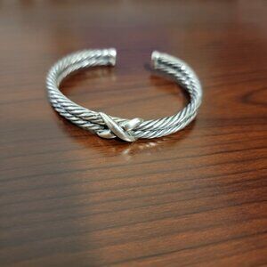 Vintage 925 Sterling Silver Braided Cuff Bracelet, 7" - Beautiful! Yurman "Like"